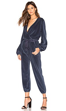 Young, Fabulous & Broke Foiley Velour Jumpsuit in Sapphire | REVOLVE
