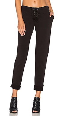 Beyond Yoga Cozy Fleece Foldover Sweatpant in Black