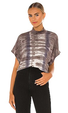 Young, Fabulous & Broke Merrick Mock Neck Tee in Blue Camo Wash | REVOLVE