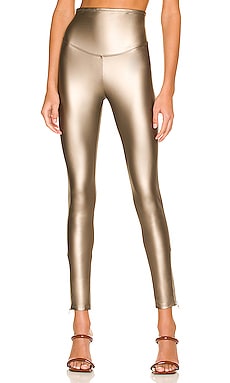 Bronze Faux Leather Legging With Ankle Zipper Yummie