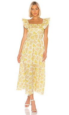 zimmermann goldie ruffle neck long dress