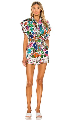 Poupette St. Barth - Isabelle Short Jumpsuit - Green 70's Garden