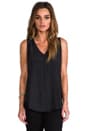 view 2 of 6 Mesh Back V Neck Top in Black