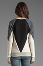 view 3 of 5 Diamond Panel Crewneck in Ivory/Grey/Black in Ivory & Grey & Black