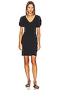 view 1 of 4 Puff Sleeve V Neck Ruched Dress in Rich Black