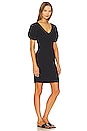 view 2 of 4 Puff Sleeve V Neck Ruched Dress in Rich Black