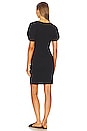 view 3 of 4 Puff Sleeve V Neck Ruched Dress in Rich Black