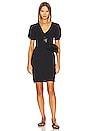 view 4 of 4 Puff Sleeve V Neck Ruched Dress in Rich Black