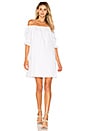 view 4 of 4 Off Shoulder Smocked Sleeve Shift Dress in Ultra White