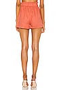 view 3 of 4 Cuffed Hem Tie Waist Linen Short in Coral