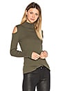 view 1 of 4 Mock Neck Cold Shoulder Sweater in Olive Tree