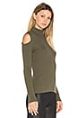 view 2 of 4 Mock Neck Cold Shoulder Sweater in Olive Tree