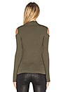 view 3 of 4 Mock Neck Cold Shoulder Sweater in Olive Tree
