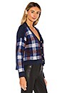 view 3 of 5 Button Front Plaid Eyelash Cropped Cardigan in Blue Velvet