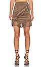 view 1 of 4 Fringe Wrap Faux Suede Mini Skirt in Shadow Brown