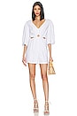view 1 of 3 V Neck Ring Cut Out Romper in Ultra White