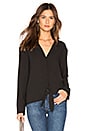 view 1 of 4 Long Sleeve Tie Front Top in Rich Black