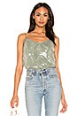 view 1 of 4 Spaghetti Strap Clear Sequin Cami in Sage Vine