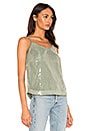 view 2 of 4 Spaghetti Strap Clear Sequin Cami in Sage Vine
