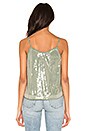 view 3 of 4 Spaghetti Strap Clear Sequin Cami in Sage Vine