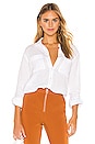 view 1 of 4 Patch Pocket Roll Tab Double Gauze Top in Ultra White