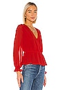 view 2 of 4 Cinched Waist Wrap Front Blouse in Cherry Red