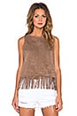 view 1 of 3 Fringe Hem Faux Suede Tank Top in Shadow Brown