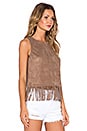 view 2 of 3 Fringe Hem Faux Suede Tank Top in Shadow Brown