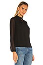 view 2 of 4 Sheer Sleeve Keyhole Blouse in Rich Black