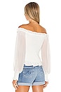 view 3 of 4 Smocked Off The Shoulder Top in White