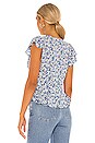 view 3 of 4 Flutter Sleeve Button Front Blouse in Blue Floral