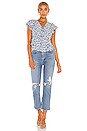 view 4 of 4 Flutter Sleeve Button Front Blouse in Blue Floral