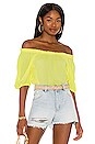 view 1 of 4 Off Shoulder Smock Blouse in Citrus Yellow
