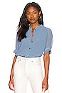 view 1 of 4 Short Sleeve Chiffon Top in Porcelain Blue