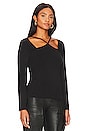 view 2 of 4 Halter Strappy Long Sleeve Top in Rich Black