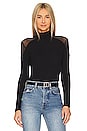 view 1 of 4 Mesh Inset Shoulder Mock Neck Top in Rich Black