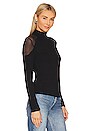view 2 of 4 Mesh Inset Shoulder Mock Neck Top in Rich Black