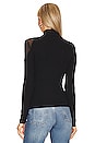 view 3 of 4 Mesh Inset Shoulder Mock Neck Top in Rich Black