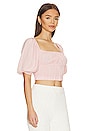 view 2 of 4 Ruched Flutter Sleeve Top in Peachskin