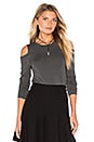 view 1 of 4 Long Sleeve Cold Shoulder Top in Medium Heather Grey