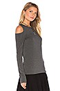 view 2 of 4 Long Sleeve Cold Shoulder Top in Medium Heather Grey