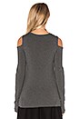 view 3 of 4 Long Sleeve Cold Shoulder Top in Medium Heather Grey