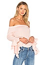 view 1 of 4 Off Shoulder Cascade Sleeve Top in Shadow Pink
