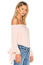 view 2 of 4 Off Shoulder Cascade Sleeve Top in Shadow Pink