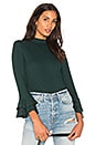 view 1 of 4 Mock Neck Top With Double Ruffle Cuff in Jasper Green