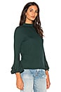 view 2 of 4 Mock Neck Top With Double Ruffle Cuff in Jasper Green