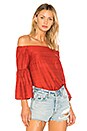 view 1 of 4 Off Shoulder Bell Sleeve Blouse in Dark Rust