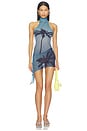view 1 of 4 Palm Twist Back Mini Dress in Blue