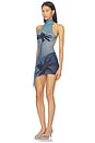 view 3 of 4 Palm Twist Back Mini Dress in Blue