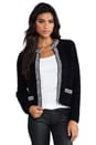 view 1 of 6 Rae Eyelash Yarn Cardigan in White/Black in White & Black